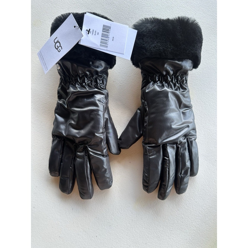 UGG Faux Fur-Lined & Shearling-Trim Mittens gloves New S/M
